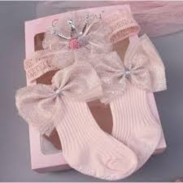 Ensemble Chaussettes et Bandeau Bébé